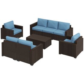 Patio Furniture Set with Cushions Sofa Storage Table for Outdoor Living Space Comfort Blue