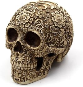 Halloween Skull Decoration - Realistic 8.2" Life Size Skeleton Head Prop for Indoor & Outdoor, Durable Plastic Skull Statue for Haunted House, Pa
