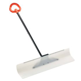 Snow Pusher Shovel, 36 in Outdoor Snowplow Shovel with Ergonomic Grip, HDPE Plastic Blade, Winter Shovels with Segmented Handle, Metal Edged Stri