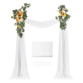 Artificial Wedding Arch Flowers Kit, Yellow Wedding Arch Flowers with Drapes Kit (Pack of 3) - 2 Pcs Floral Arrangement, 1 Pcs Sheer Drapes