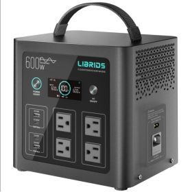 Portable Power Station C600, 640Wh LiFePO4 Battery, 600W -Peak 1200W Solar Generator, 1.5H Fast Charge, 10ms UPS, 8 Ports-4 AC For Camping, Home (Option: 600W)