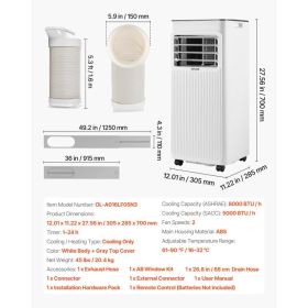 Portable Air Conditioner, 8000 BTU ASHRAE (5000 BTU SACC) 3-in-1 Standing Cooling Ac Unit, With LED Touch Panel & Remote Control, 24h Timer, Cool (Option: Black)