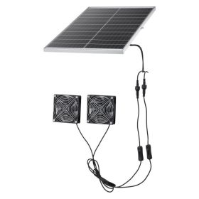 Solar Powered Fan, 30W Solar Panel With 2 Fans, Adjustable Solar Panel Angle, 2668 RPM High-Speed, Flexible Installation, Fast Air Exchange For G (Option: Default)