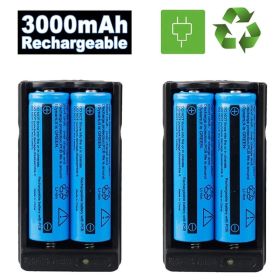 Battery 3000mAh 3.7V Rechargeable Li-ion Batteries For Torch Laser&Dual Charger (Option: 4Batteries2DualCharger)