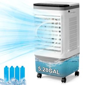 3 In 1 Portable Evaporative Cooler,720R,Indoor,Outdoor,461CFM Air Cooler With Remote,Copper Motor,5.28 Gal Water Tank & Scroll Casters, 4 Ice Pac (Option: Defaulttitle)