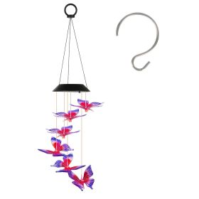 Solar Butterfly Wind Chime 7 Color Changing Wind Chime for Outside IPX4 Waterproof Outdoor Garden Yard Decor (Quantity: 1 pc)