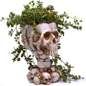Skull Planter, Gothic Planters for Halloween Decorations Indoor/Outdoor Plants, Goth Flower Pots, Plant Pots, Skull Flower Pot, Plant Pot (Color: Tall White)