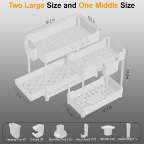 3 Pack Under Sink Organizers,2-Tier Multi-Use Kitchen and Bathroom Organizers and Storage with Sliding Drawers,Bathroom Cabinet Organizer (Color: White  12.8 Inch)