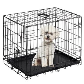 24 inch Single door Dog Cage - durable metal pet kennel, secure lock, collapsible design, removable tray for easy cleaning, portable puppy cage (size: 30in)