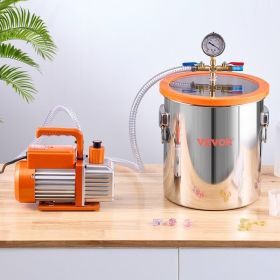 5 Gallon Vacuum Chamber 3.5CFM Single Stage Pump Degassing Chamber Kit (Option: Orange)